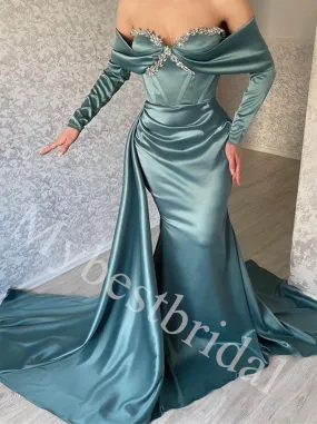 Elegant Off shoulder Long sleeves Mermaid Long Prom Dress,PDS1027