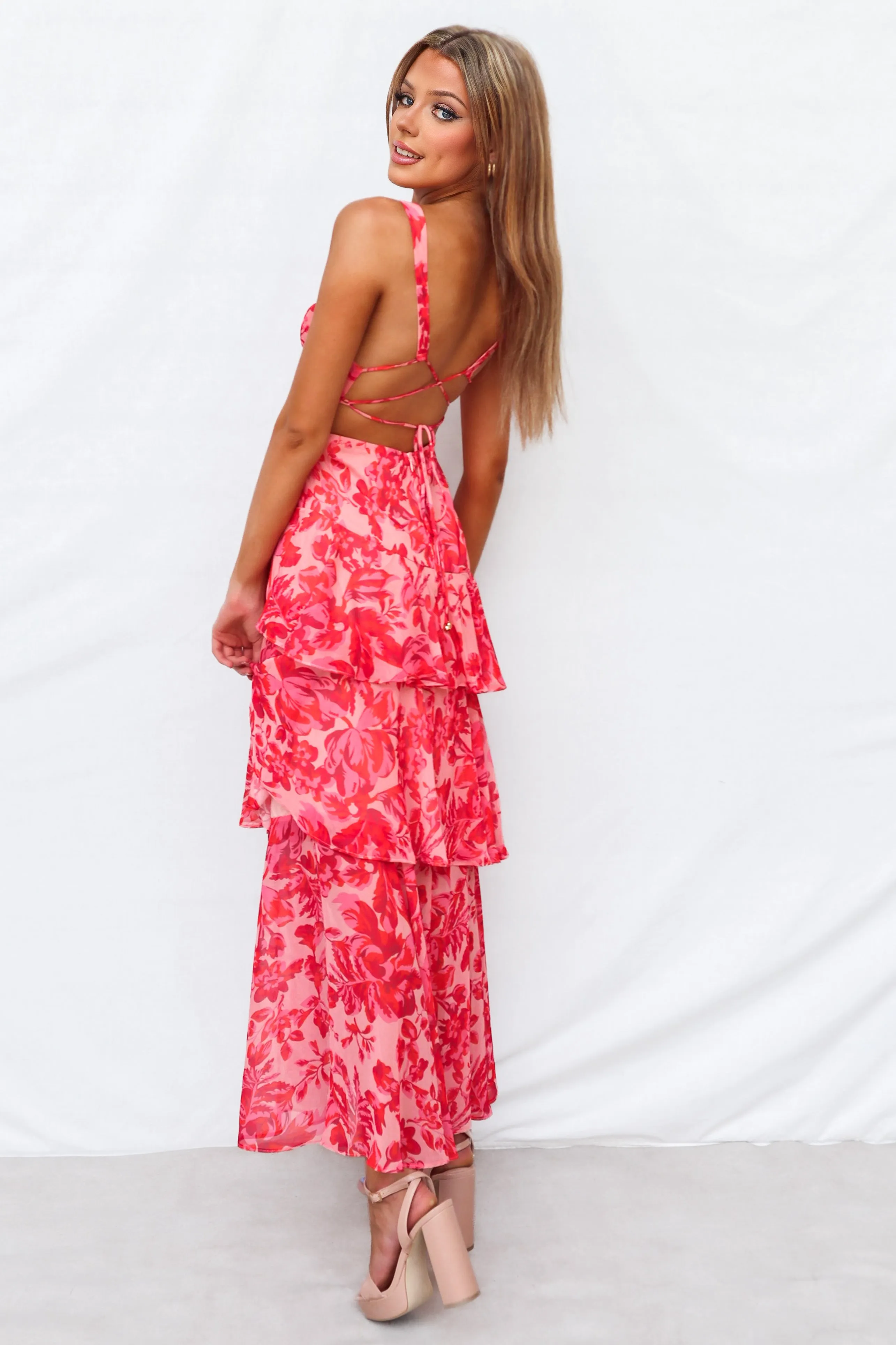 Elleny Maxi Dress - Red Floral