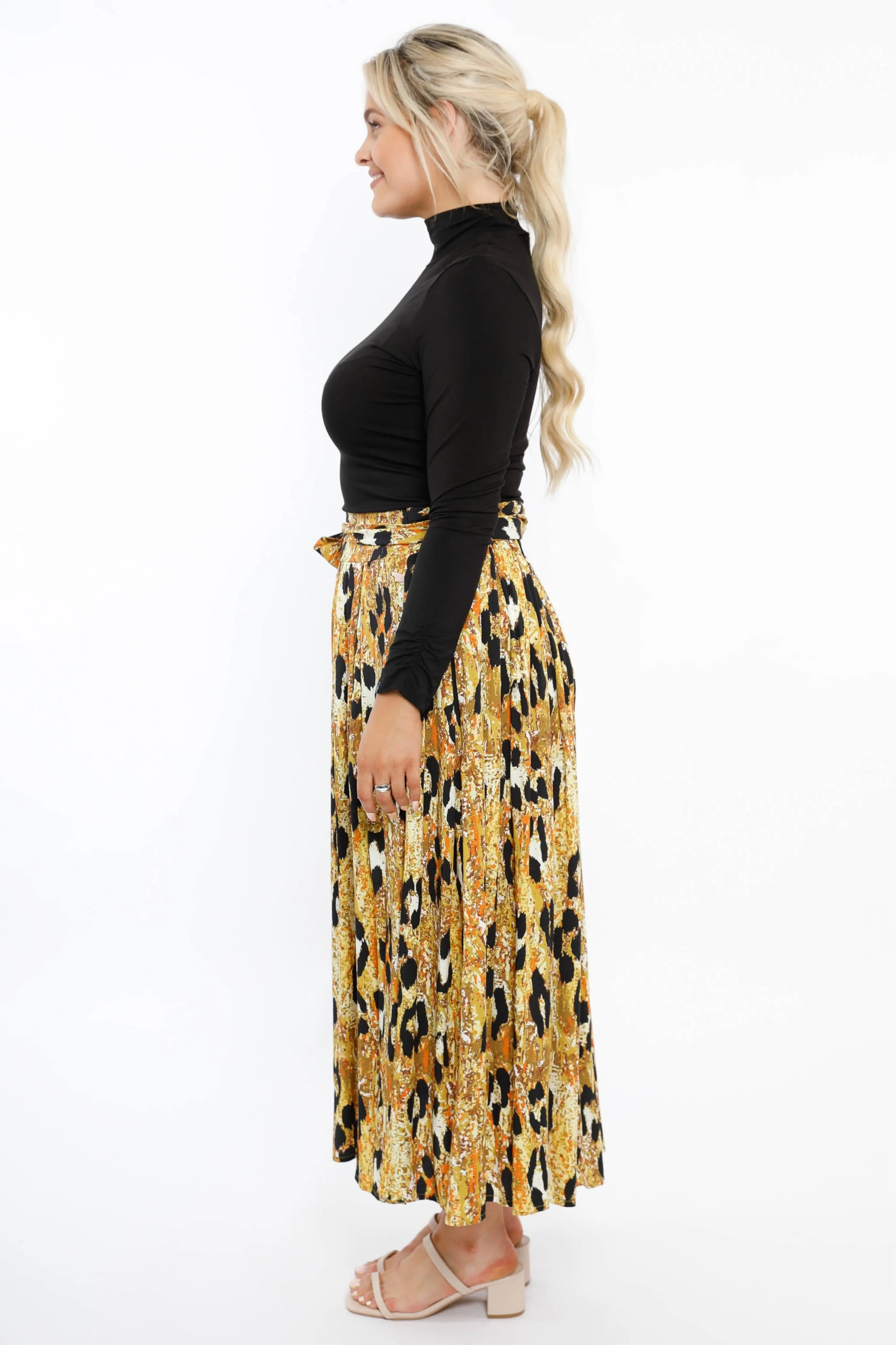 FINAL SALE Twirl Tie Skirt in Enchanted Leopard