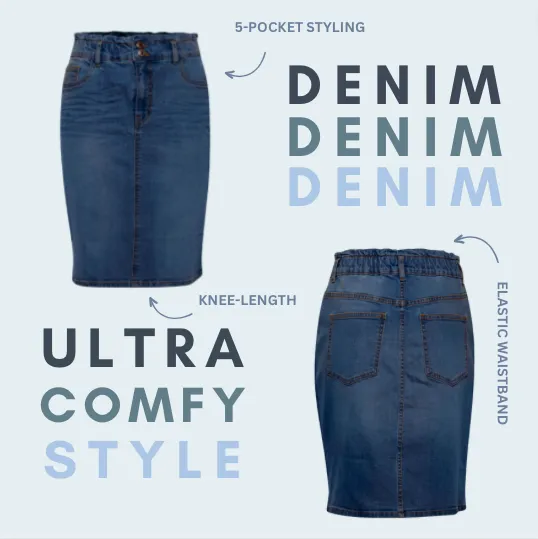 FR - Selma elastic-waistband denim skirt