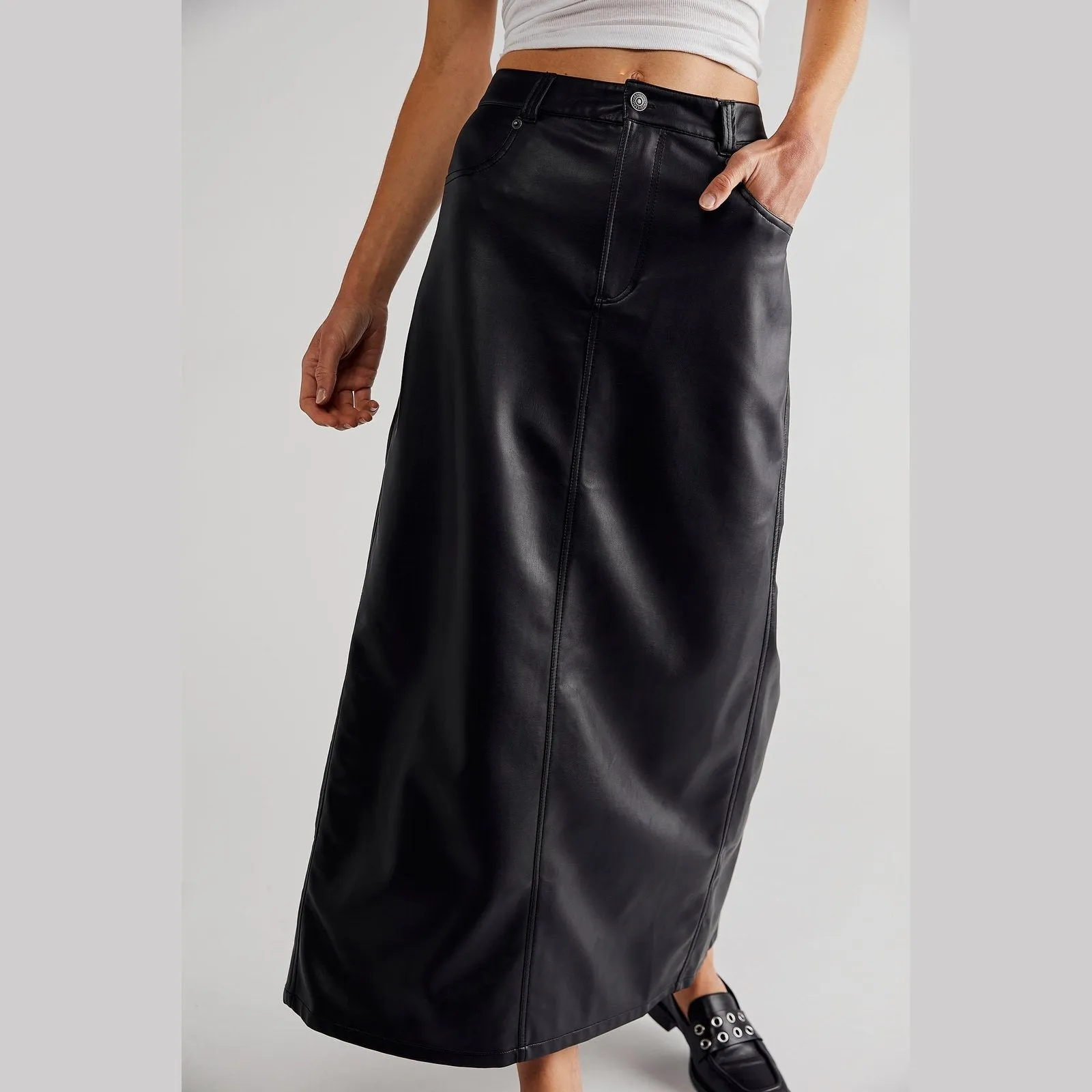 Free People City Sleeker Vegan Maxi Skirt