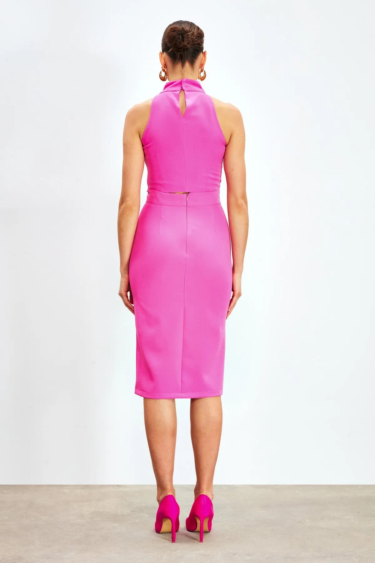 Front Chain Detailed Skirt - Fuchsia