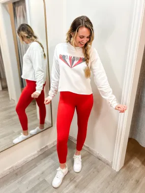 Full Length Butter Soft Red High Waisted Leggings