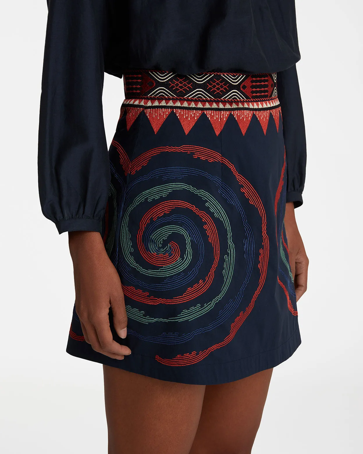 Giuliana Mini-skirt with Sacred Bulls Embroidery