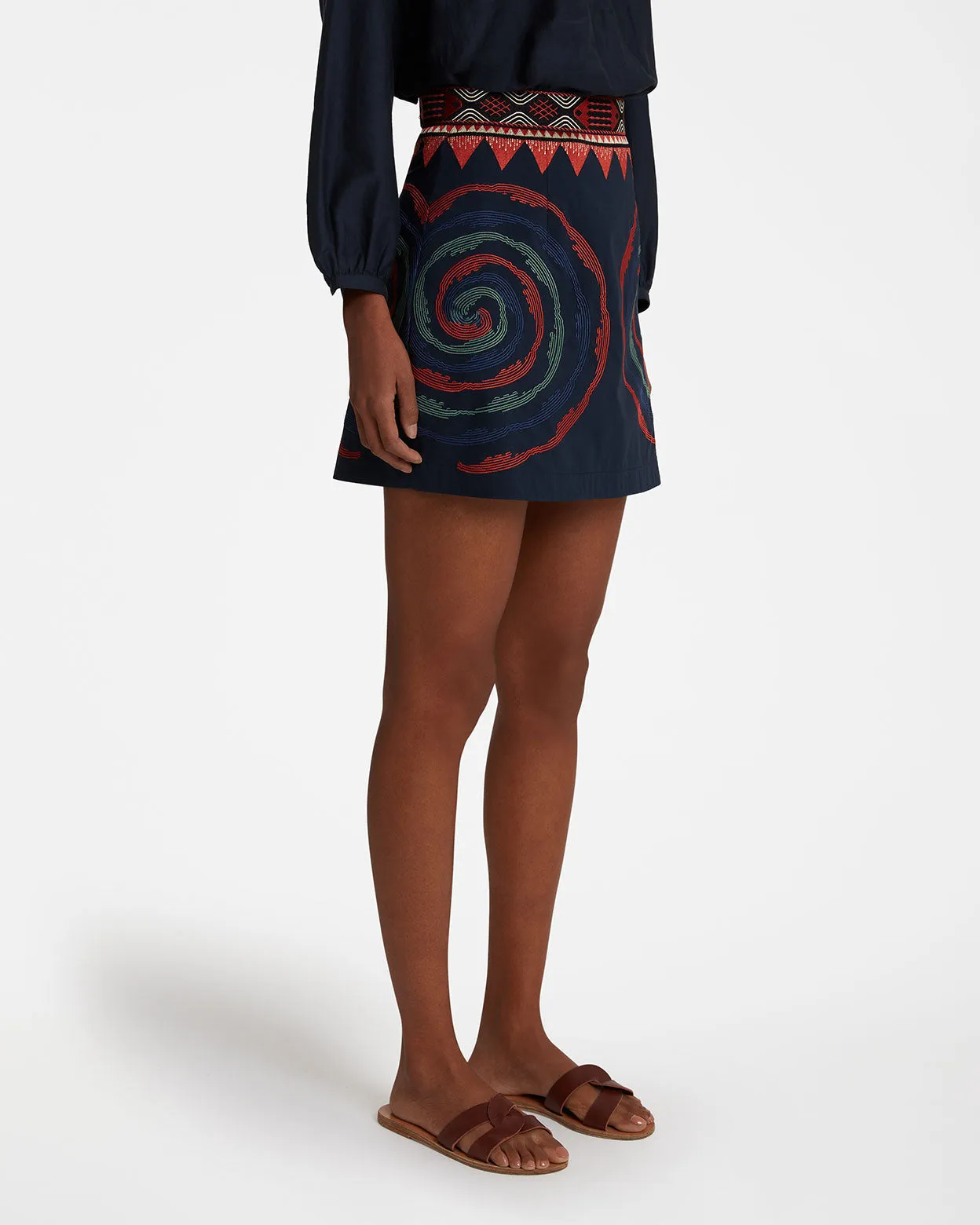 Giuliana Mini-skirt with Sacred Bulls Embroidery