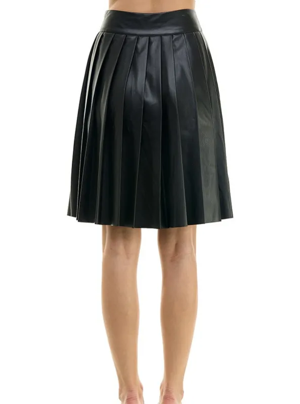 High Rise Pleated Skirt- Black