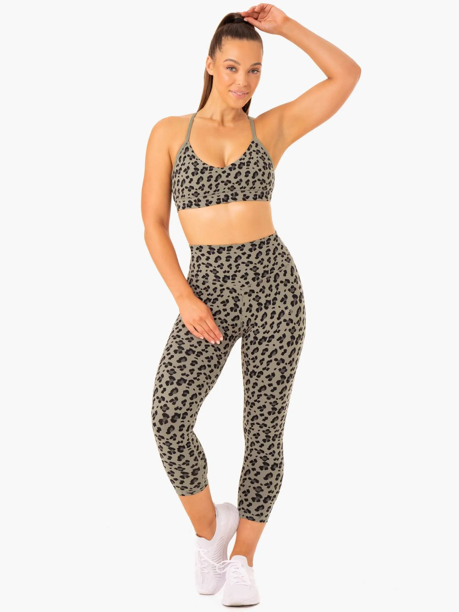 Hybrid 7/8 Leggings - Khaki Leopard