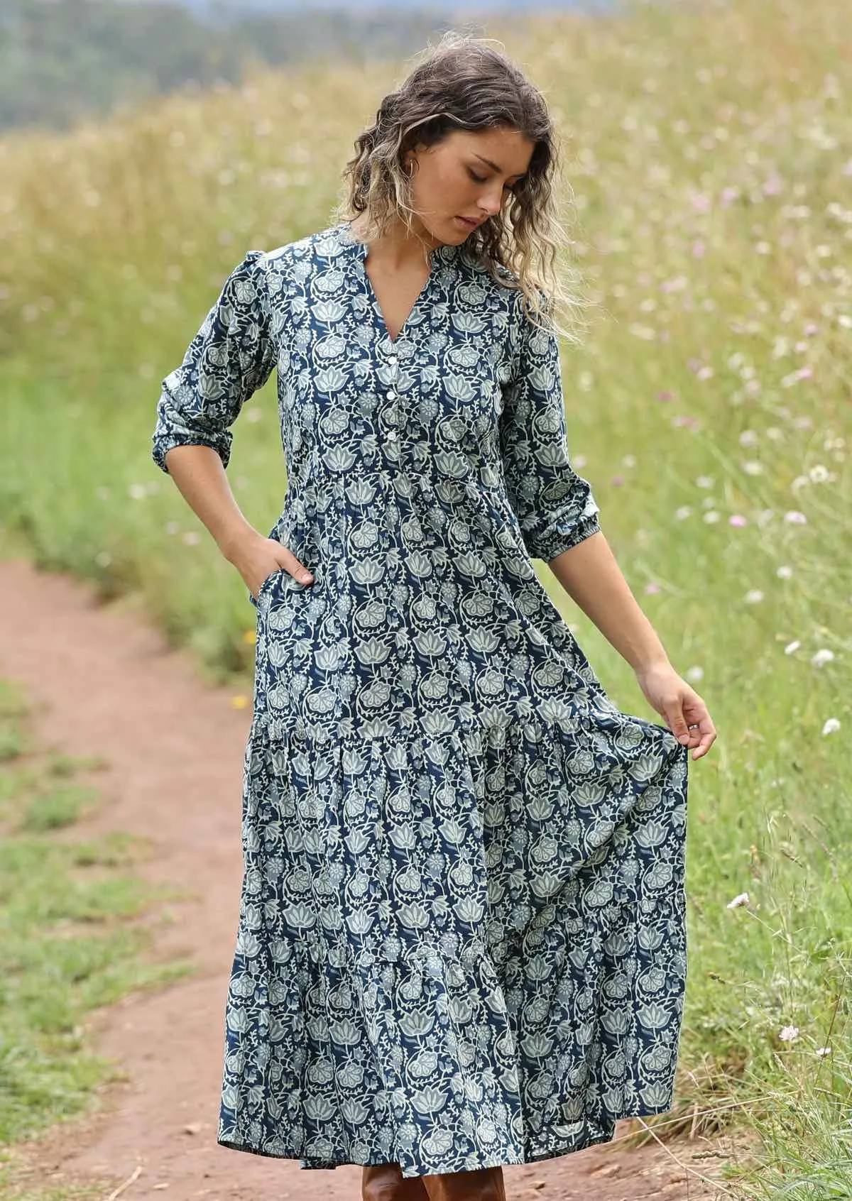 Indigo Tiered Maxi Dress