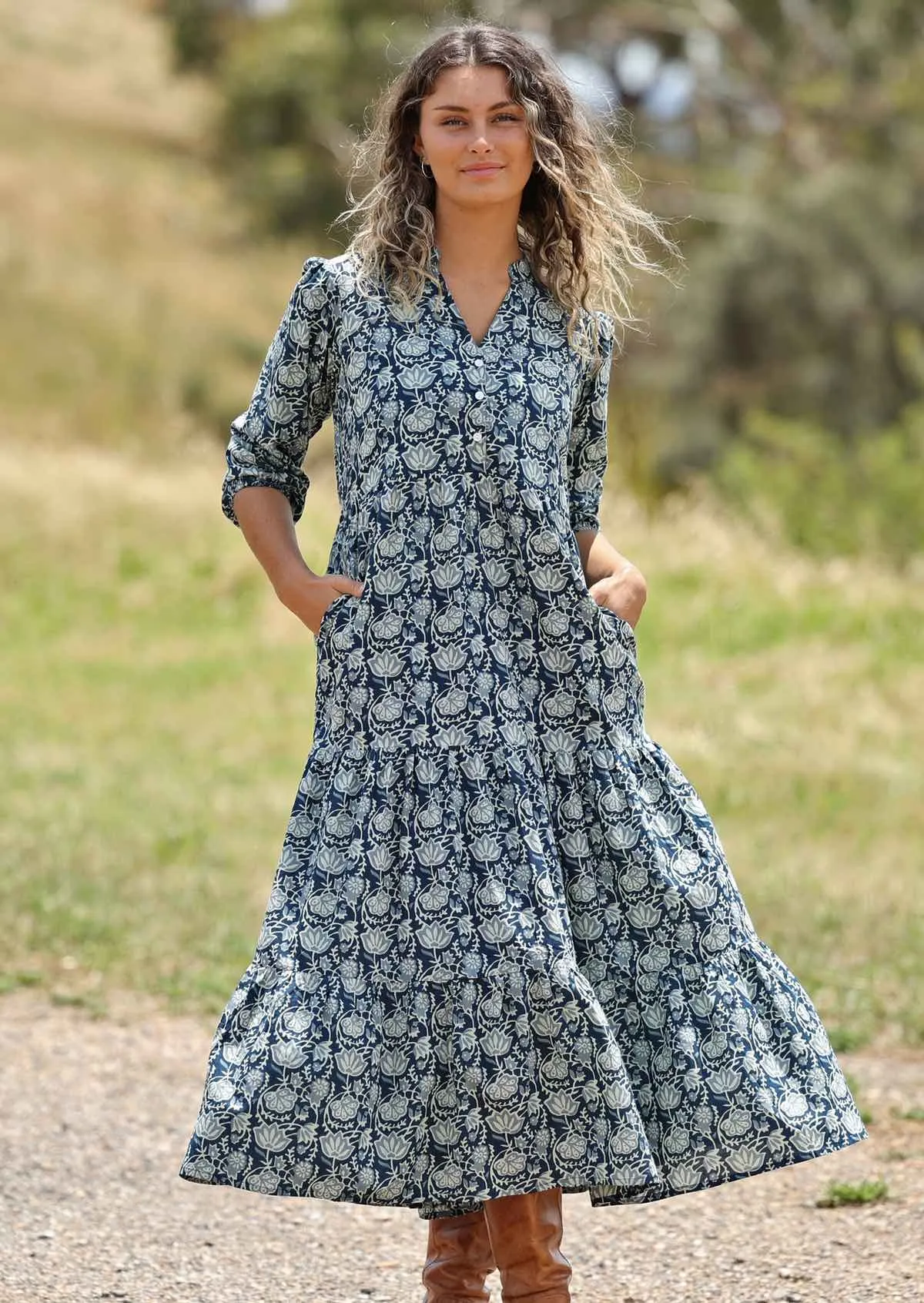 Indigo Tiered Maxi Dress