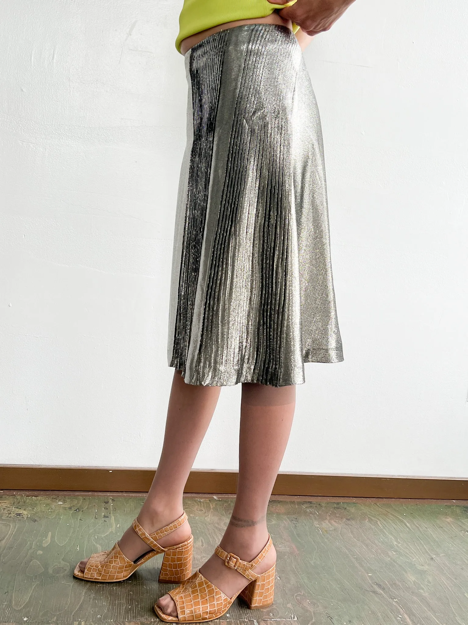 Jil Sander Metallic Pleat Skirt (M)