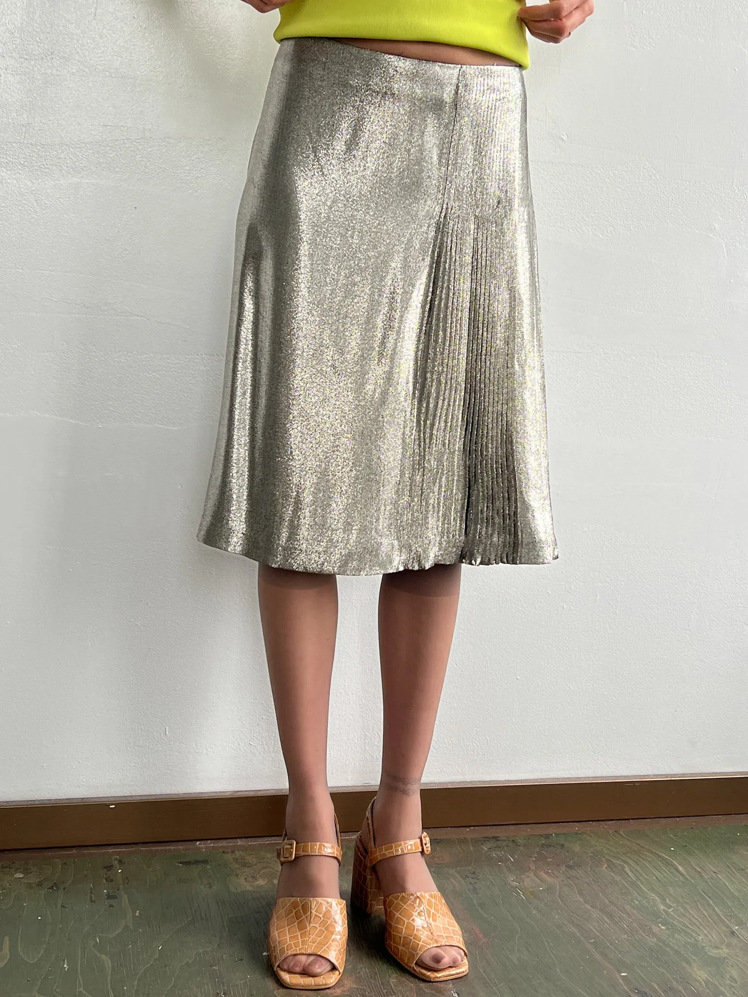 Jil Sander Metallic Pleat Skirt (M)