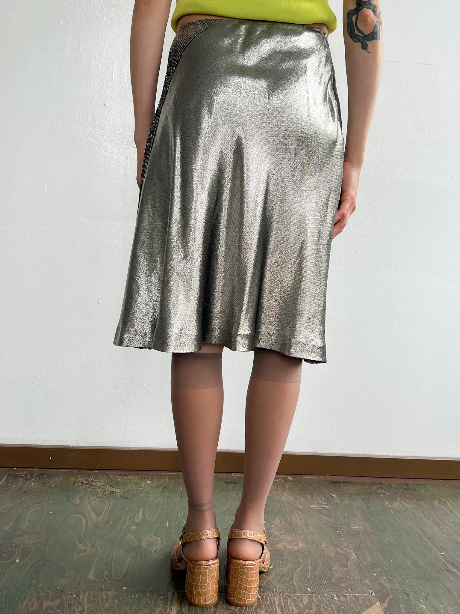 Jil Sander Metallic Pleat Skirt (M)