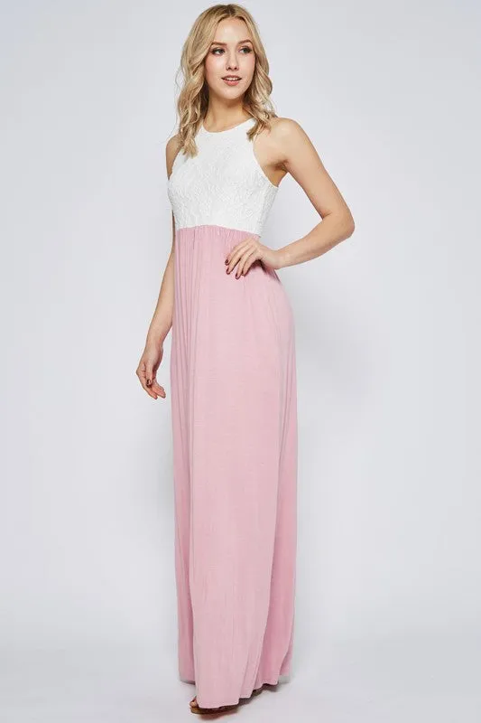 Lace Maxi Dress with Pockets