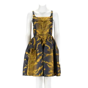 Lanvin Gold Jacquard Cocktail Dress FR 36