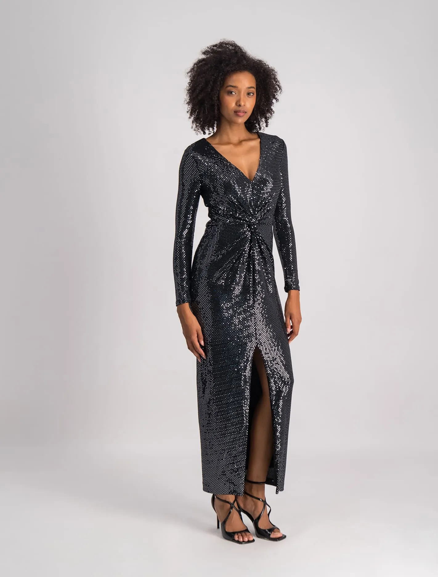 Larissa Metallic Twist Midi Dress