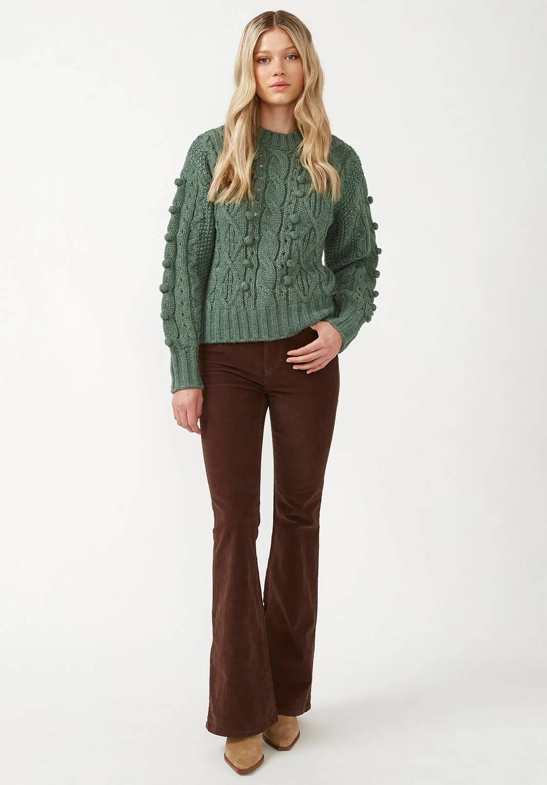 Larsa Women's Crew Neck Sweater in Dark Green - SW0021F