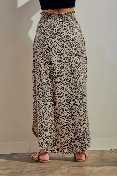 Leopard Print Pocketed Maxi Skirt