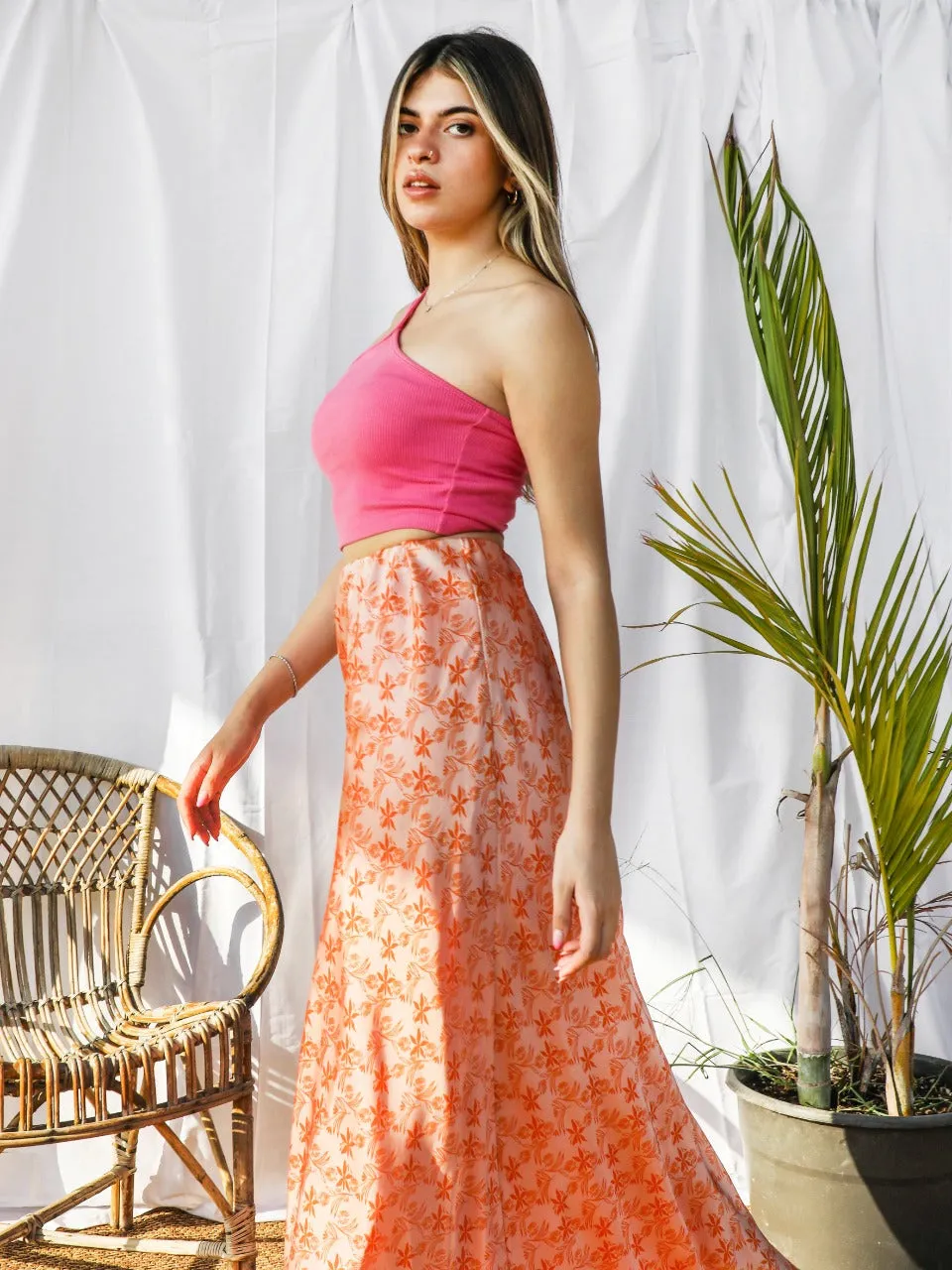 Lilium Satin Skirt Orange