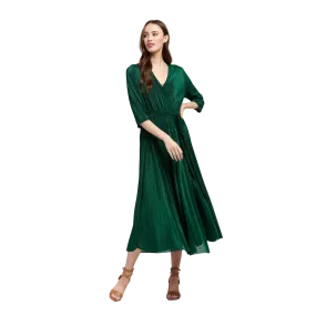 Lurex Crossover Dress Emerald