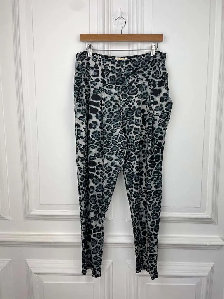 Malissa J Animal Print Joggers - Grey