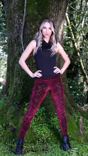 Maroon Chevron Leggings