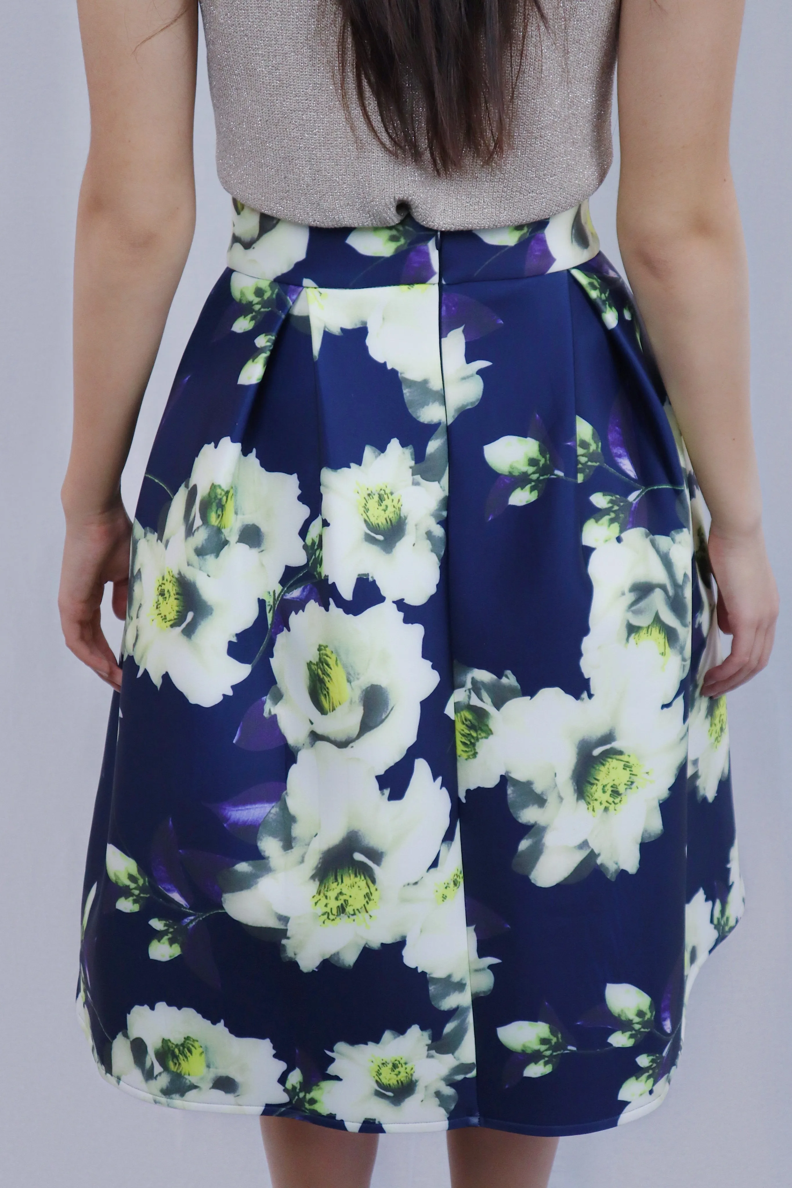 Navy Floral Skirt