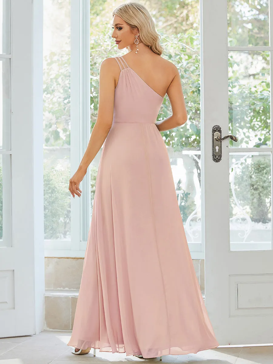 One Shoulder Beaded Chiffon Wholesale Bridesmaid Dresses