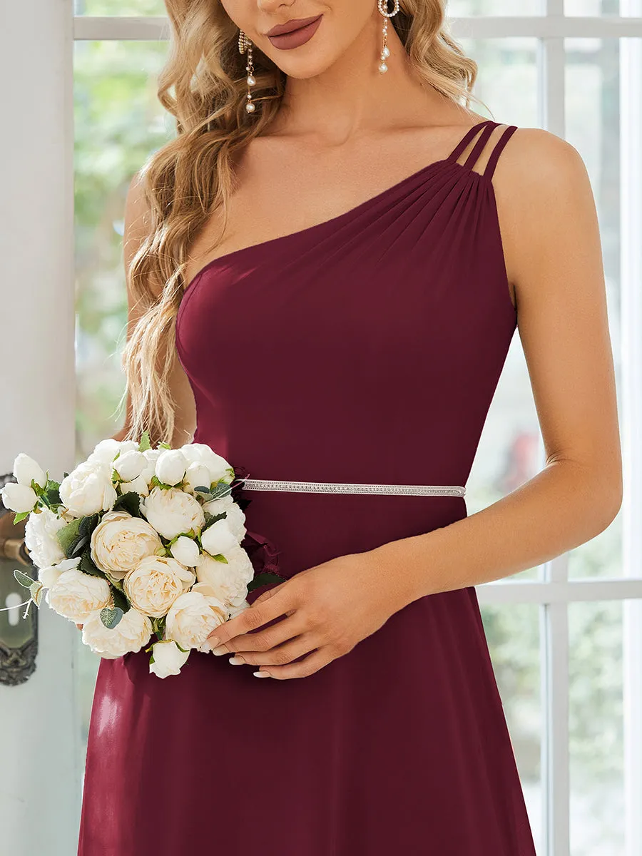 One Shoulder Beaded Chiffon Wholesale Bridesmaid Dresses