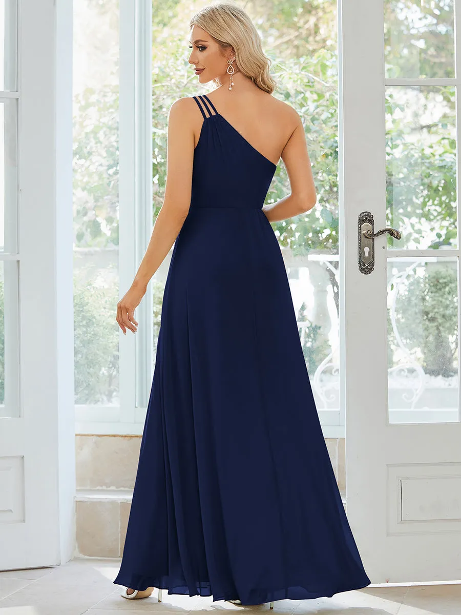 One Shoulder Beaded Chiffon Wholesale Bridesmaid Dresses