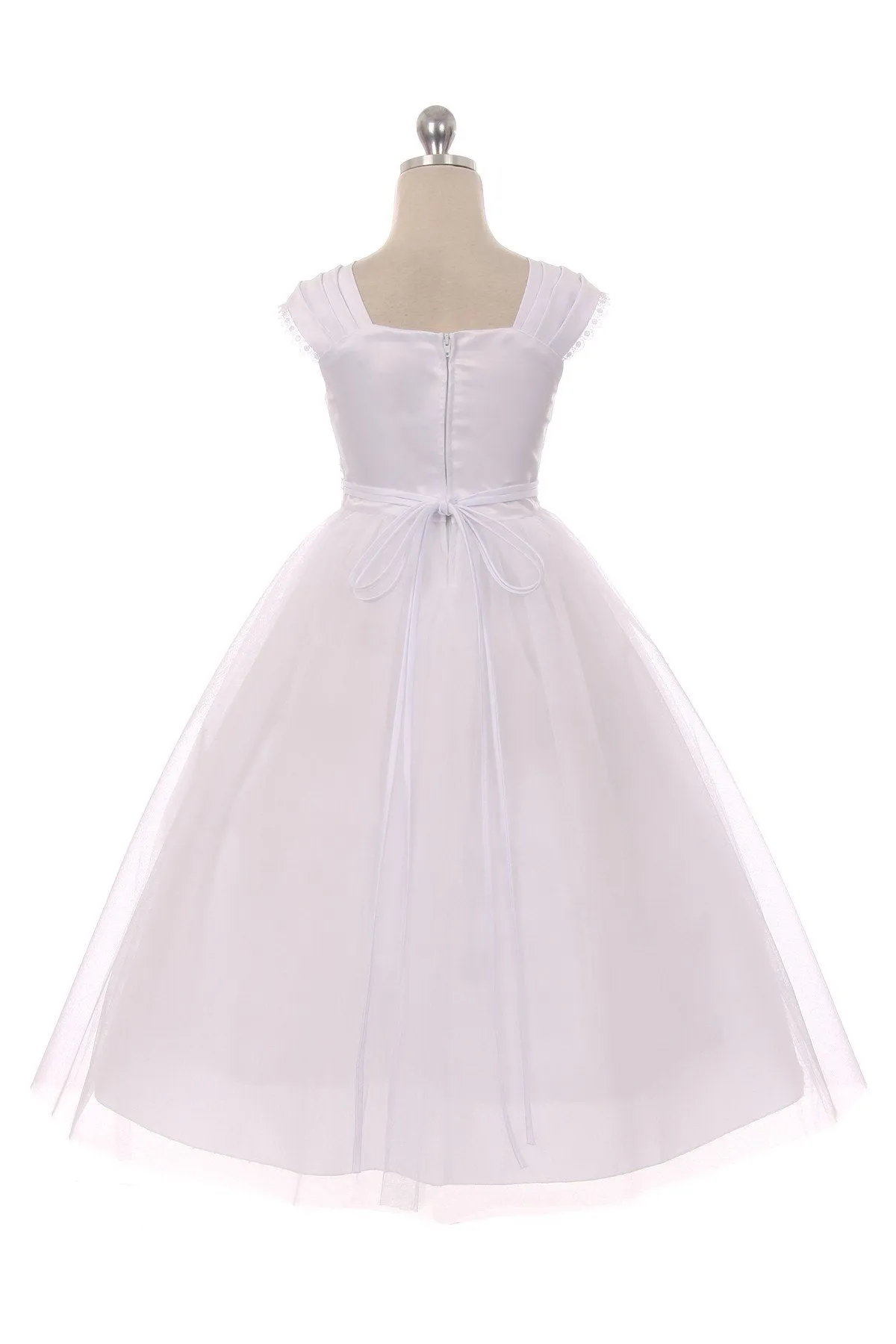 Pleated Cap Sleeve Long Plus Size Girls Dress