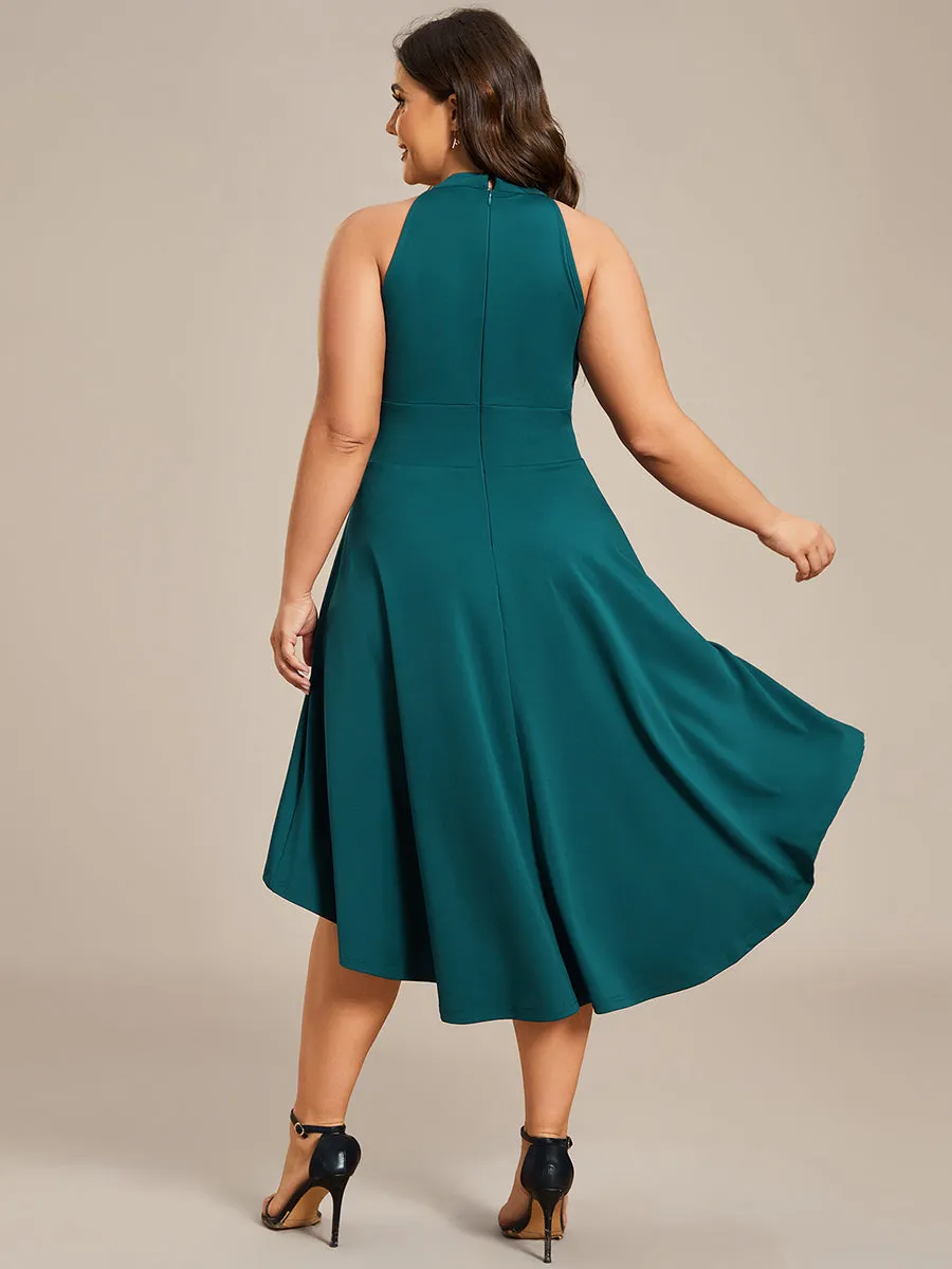 Plus Halter Sleeveless Midi Wholesale Cocktail Dresses