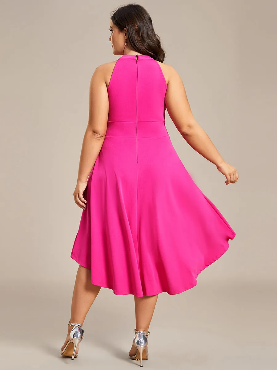 Plus Halter Sleeveless Midi Wholesale Cocktail Dresses