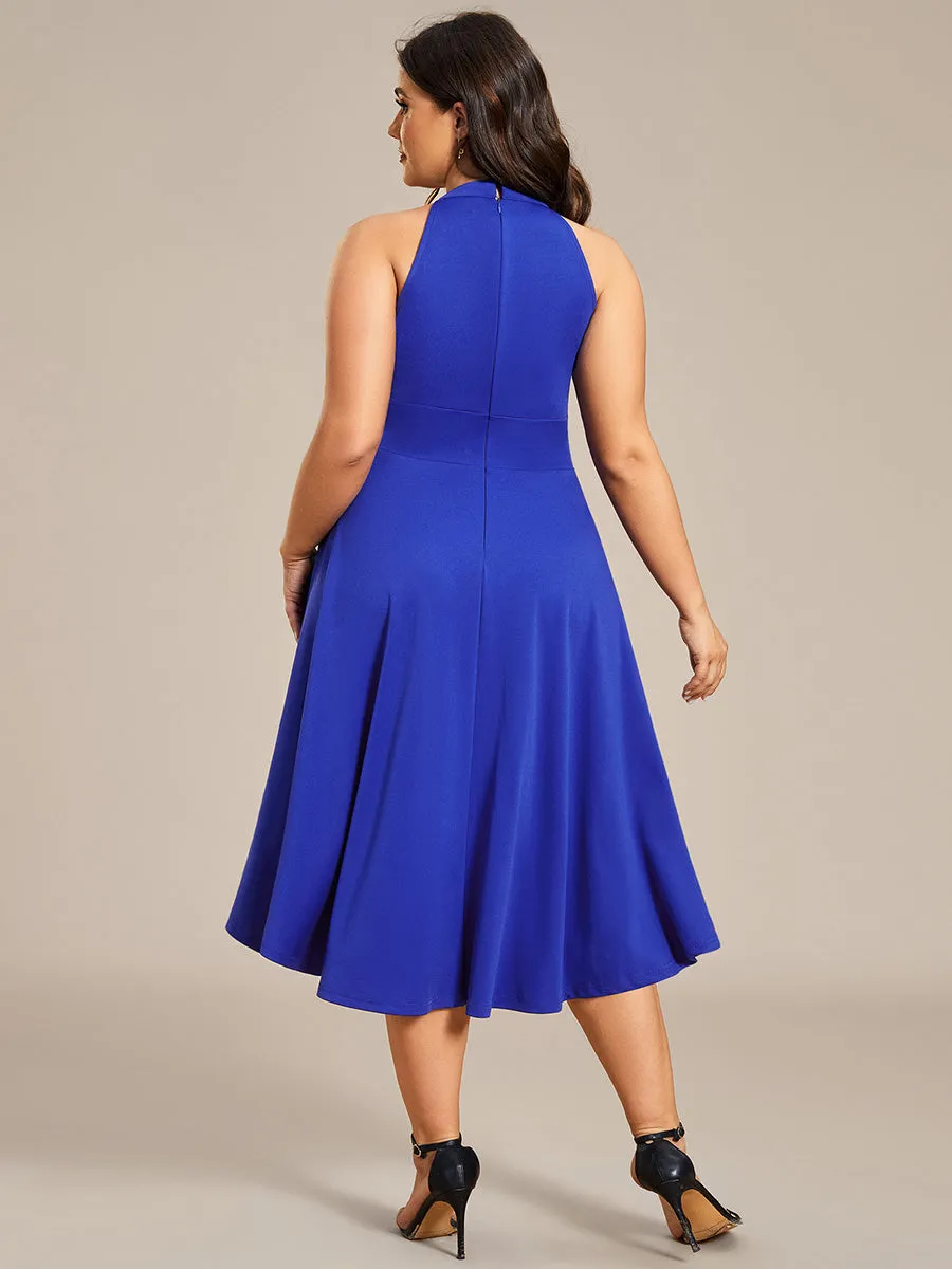 Plus Halter Sleeveless Midi Wholesale Cocktail Dresses