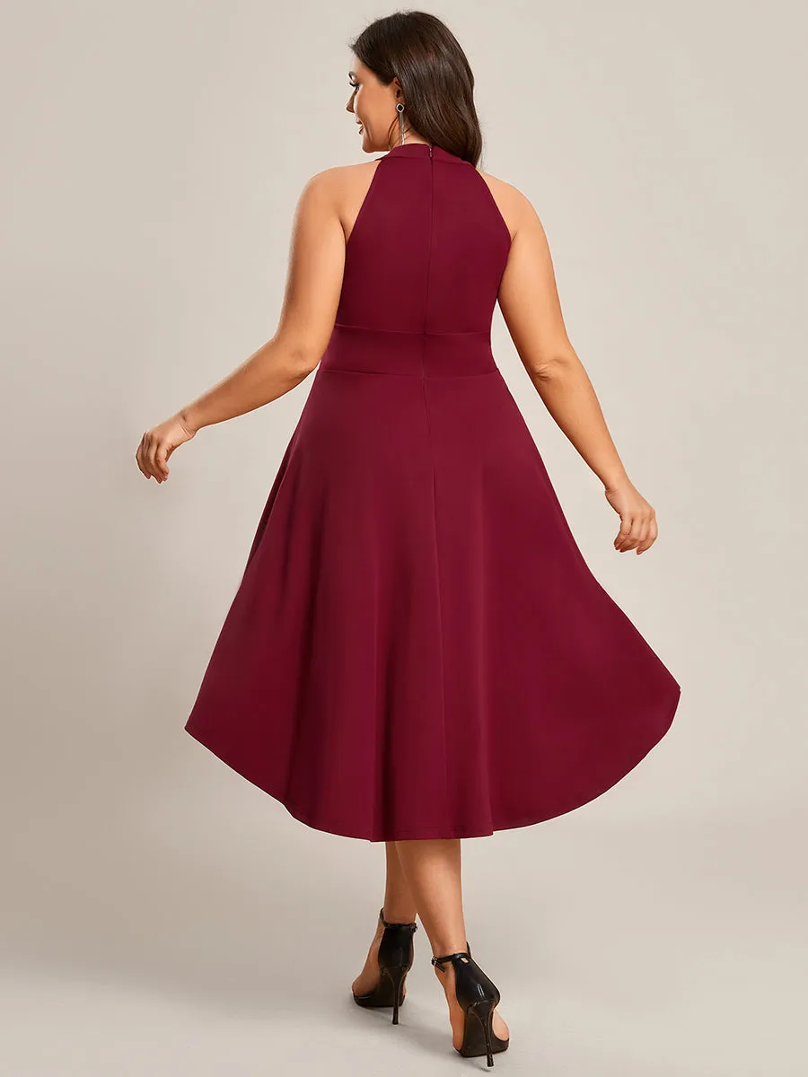 Plus Halter Sleeveless Midi Wholesale Cocktail Dresses