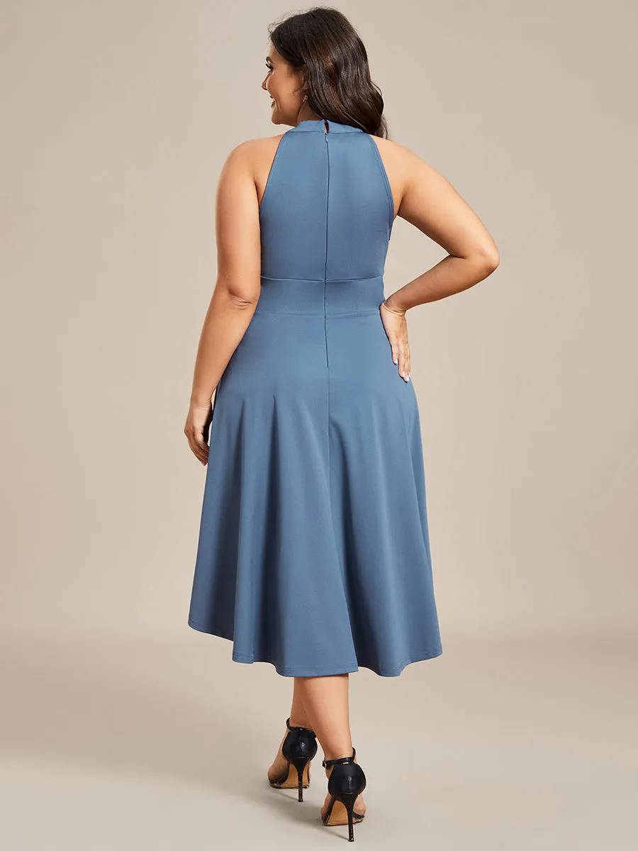 Plus Halter Sleeveless Midi Wholesale Cocktail Dresses