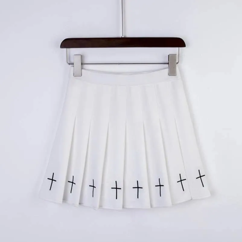 "CROSS" PLEATED SKIRT