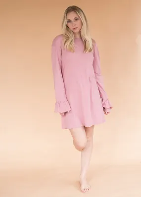 Ruffle Dress - Dusty Pink - Women’s Pink Dress with Ruffle Sleeve