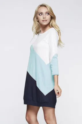 S - Diagonal Color Blocked Tunic Dress