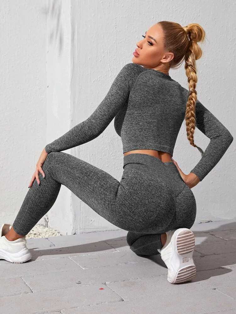 Seamless Yoga Leggings - Charcoal