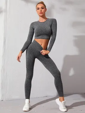 Seamless Yoga Leggings - Charcoal