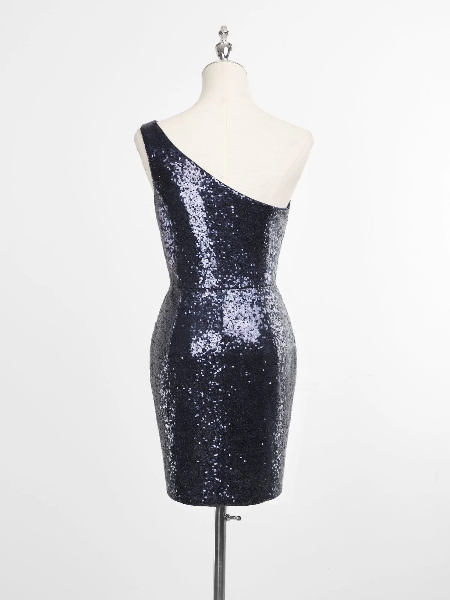 Shiny One Shoulder Sequin Bodycon Sleeveless Homecoming Dress