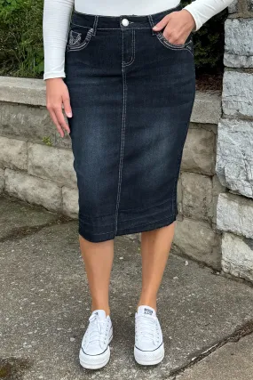 Skylar Black Wash Denim Skirt