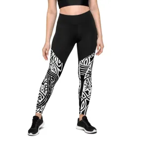 Sports Leggings - Celtic Graphic style W&B