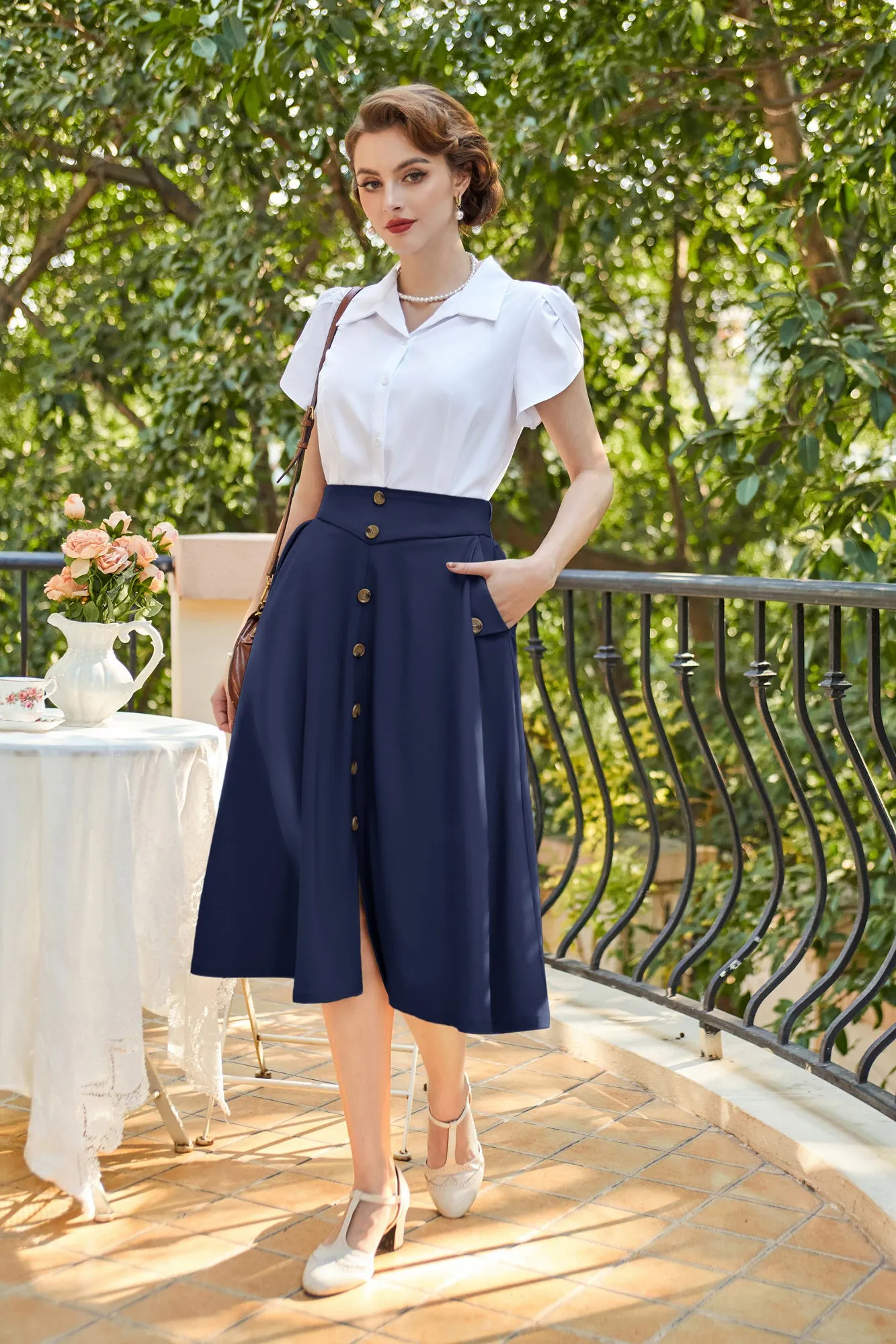 Vintage A-Line Skirt Midi Skirt Casual Skirt High Waisted Midi Party Skirt Basic A-Line Stretchy Flared Skirt Swing Skirt