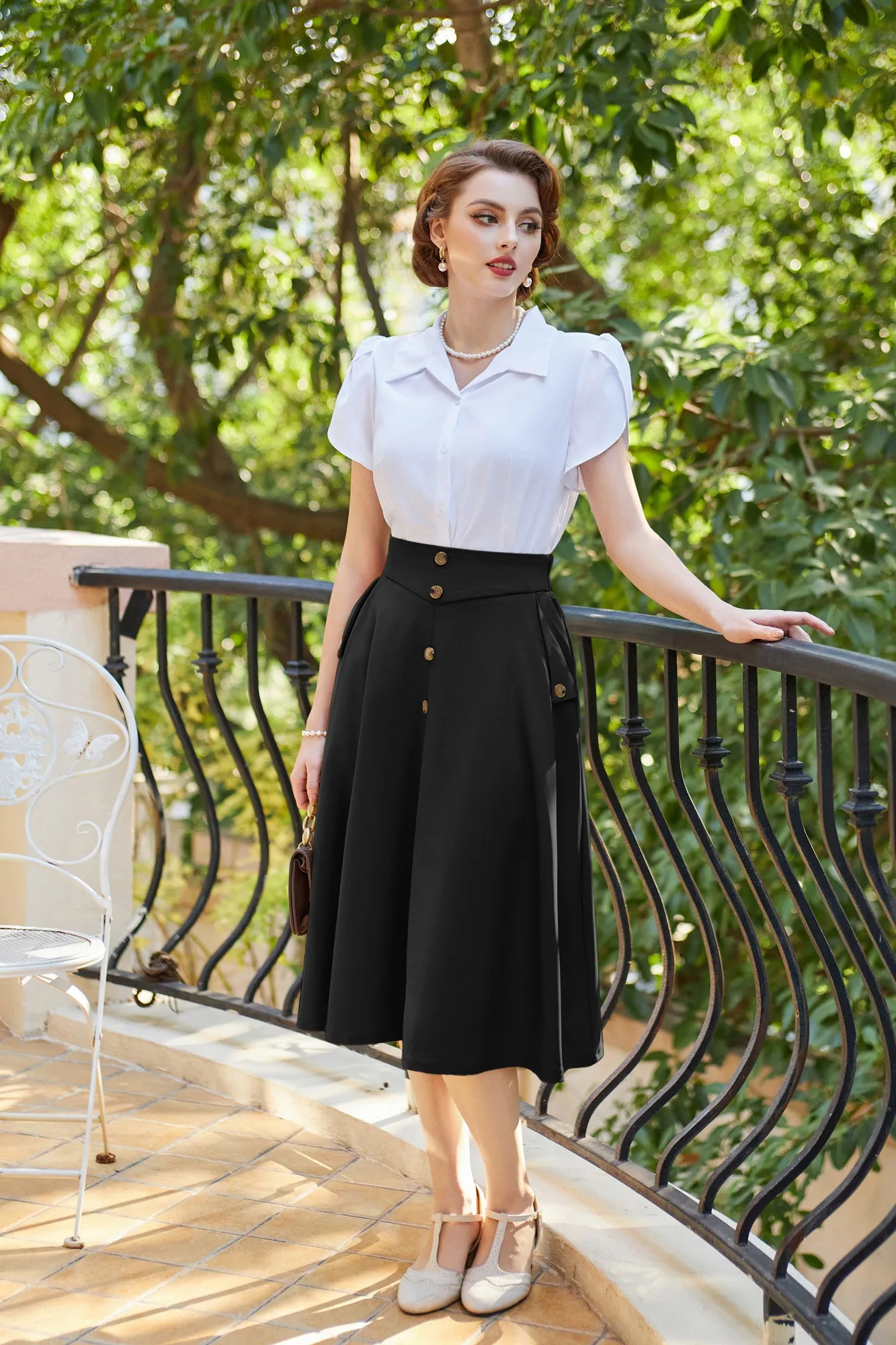 Vintage A-Line Skirt Midi Skirt Casual Skirt High Waisted Midi Party Skirt Basic A-Line Stretchy Flared Skirt Swing Skirt