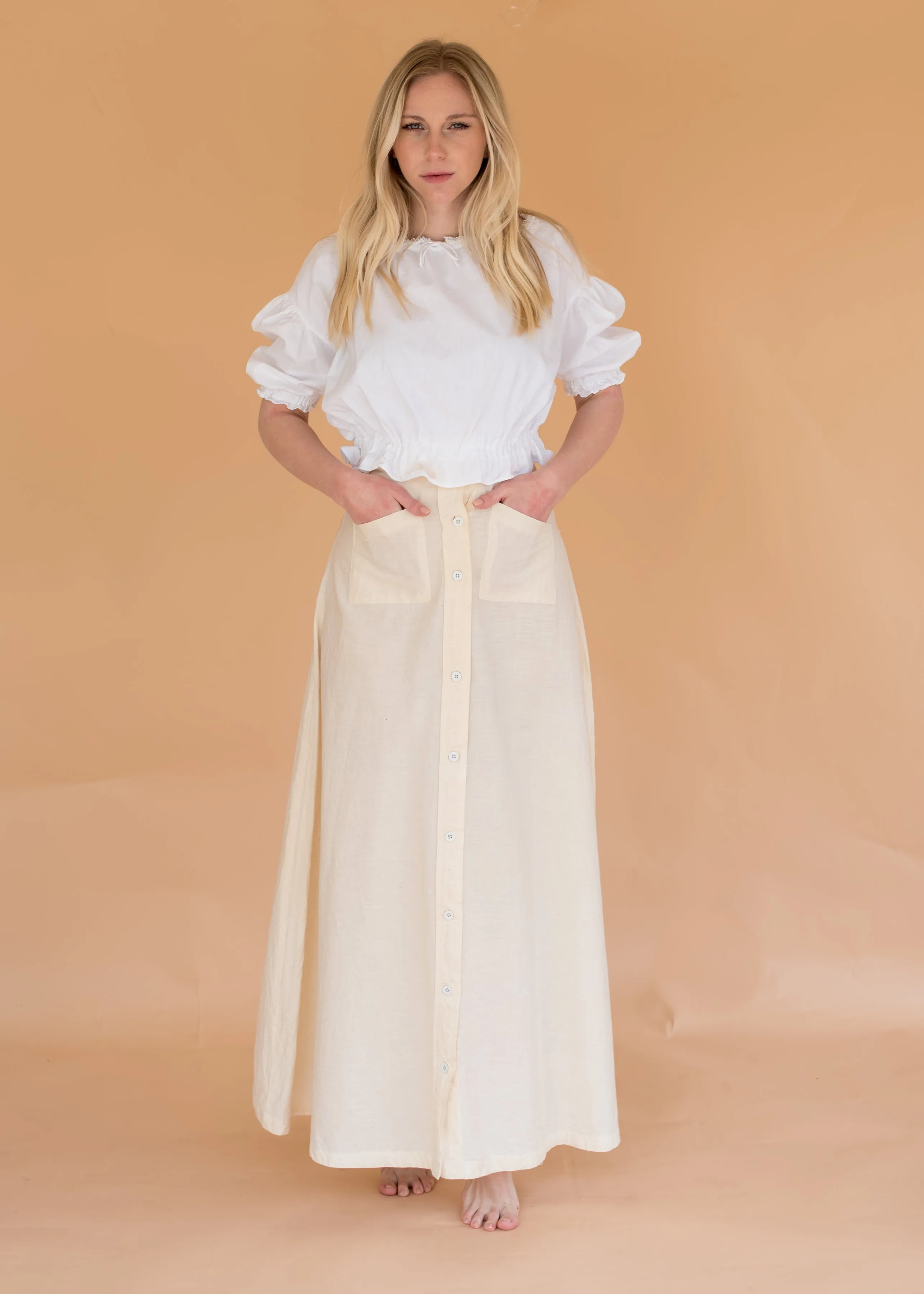 Vintage Linen Button-up Skirt