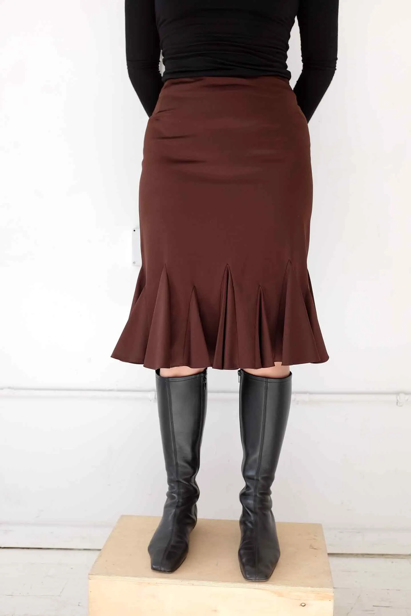 VINTAGE Y2K chocolate fishtail midi skirt - M