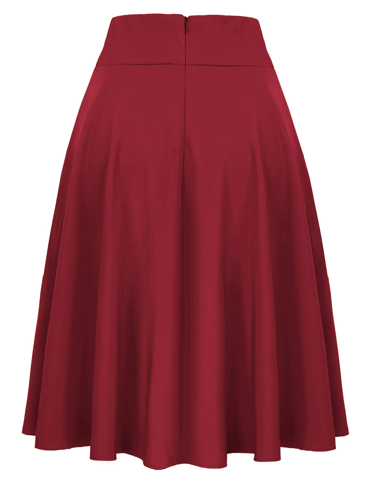 Women's High Waist A-Line Pockets Skirt Skater Flared Midi Skirt Vinage Skirt